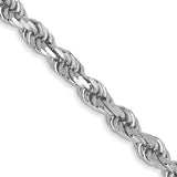 14K White Gold 26 inch 3mm Diamond-cut Rope with Lobster Clasp Chain