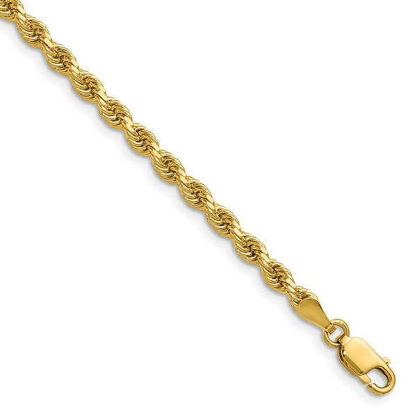 14k Yellow Gold 3.25mm Diamond-cut Rope Chain 22 inch