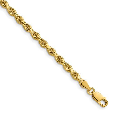 14K 24 inch 3.75mm Diamond-cut Rope with Lobster Clasp Chain