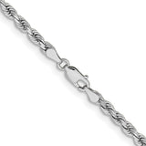 14k White Gold Rope Chain 28 inch - view 3