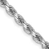 14k White Gold 3.75mm Diamond-cut Rope Chain 28 inch