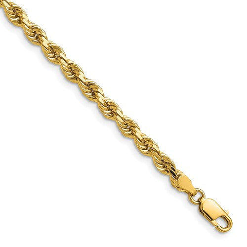 14K 26 inch 4mm Diamond-cut Rope with Lobster Clasp Chain