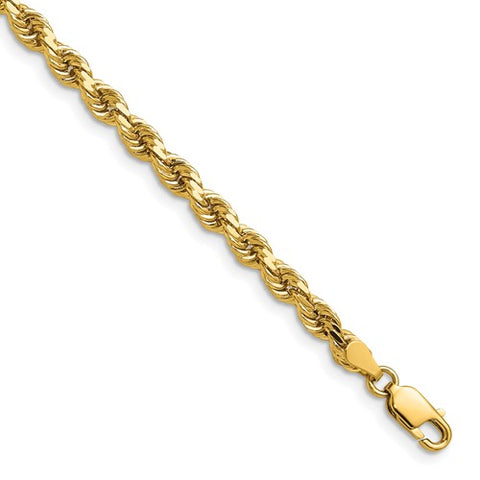 14K 24 inch 4mm Diamond-cut Rope with Lobster Clasp Chain