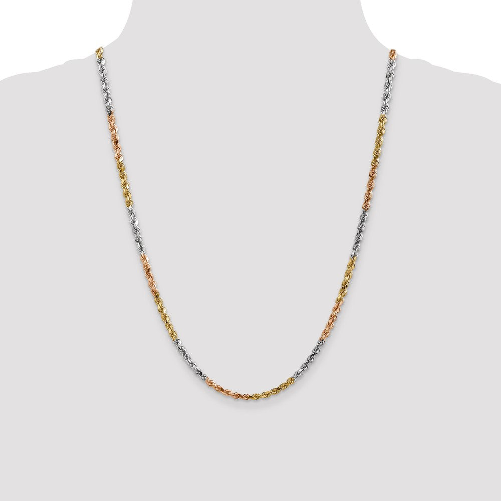 Tri-colored Diamond-cut Rope with Lobster Clasp Chain - WBC