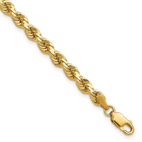 14K 9 inch 4.25mm Diamond-cut Rope with Lobster Clasp Chain