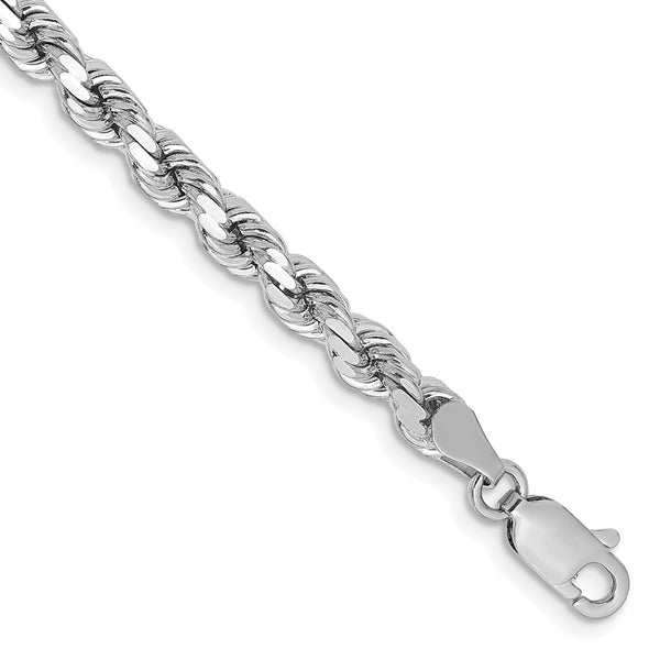 14K White Gold 7 inch 4.25mm Diamond-cut Rope with Lobster Clasp Chain -WBC