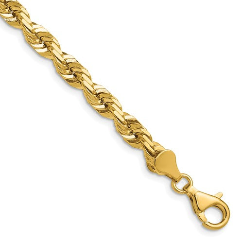 14K 16 inch 5.5mm Diamond-cut Rope with Fancy Lobster Clasp Chain