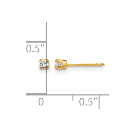 14K Gold Inverness Polished 0.10 ct Lab Grown Diamond Short Post Piercing Earrings