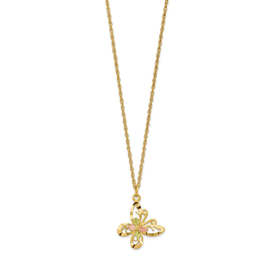 and Tri-color Black Hills Butterfly -filled Chain Necklace - WBC