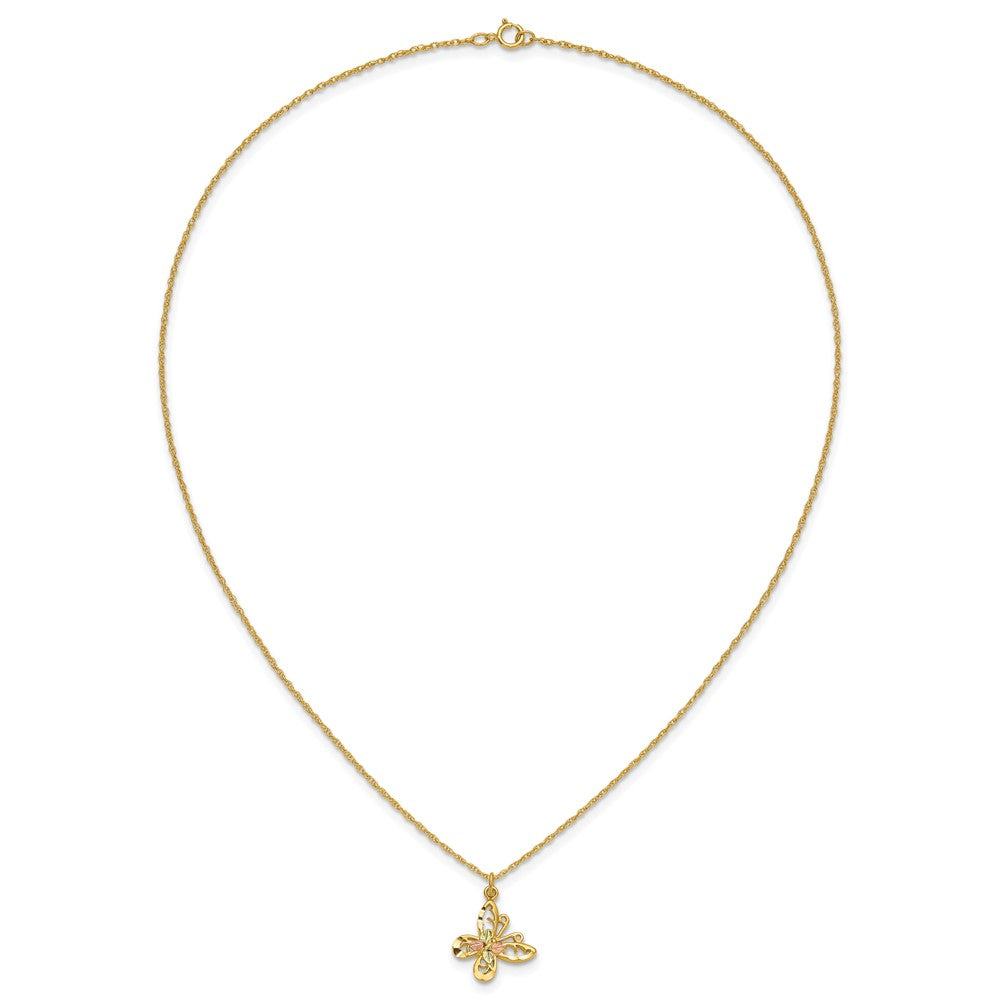 and Tri-color Black Hills Butterfly -filled Chain Necklace - WBC