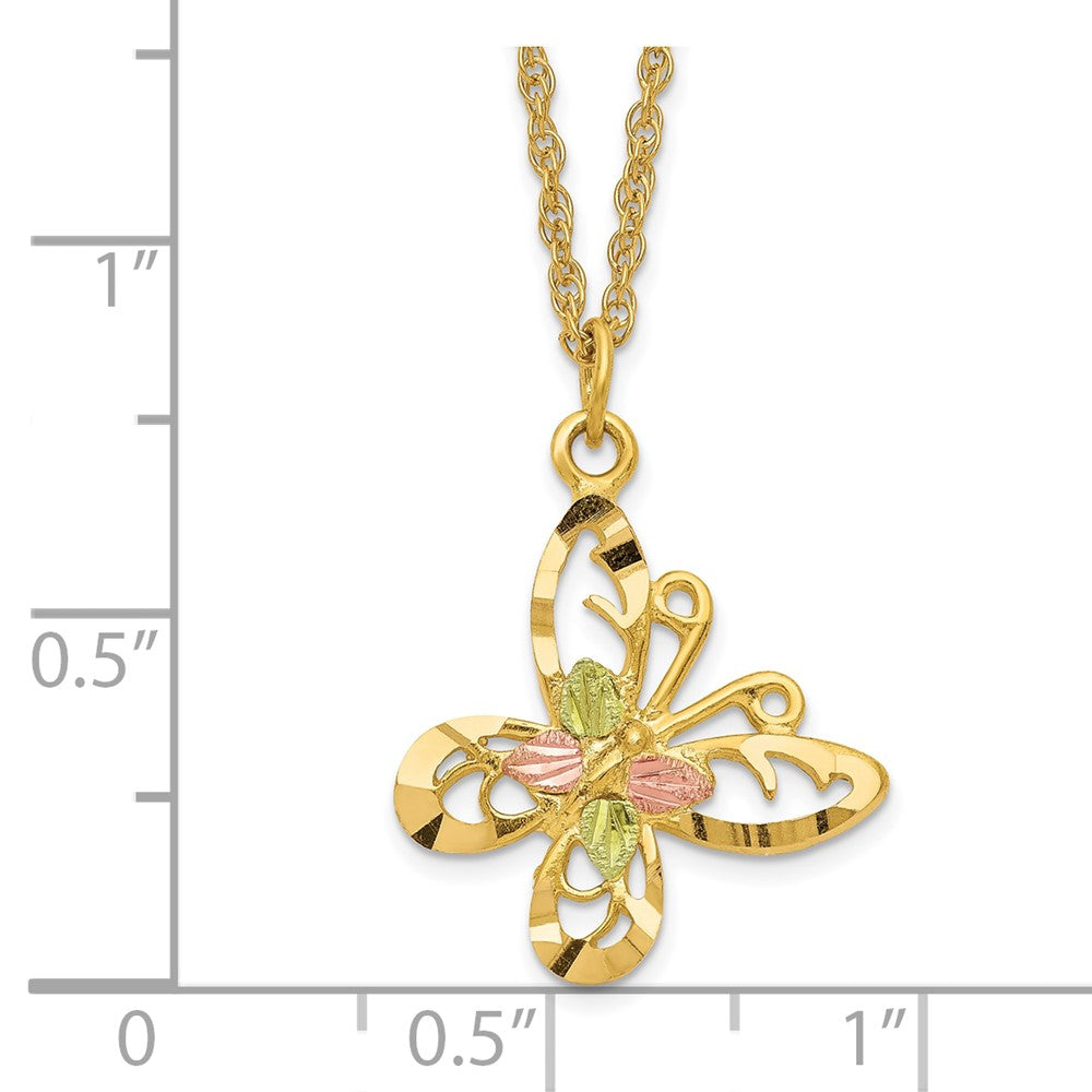 and Tri-color Black Hills Butterfly -filled Chain Necklace - WBC
