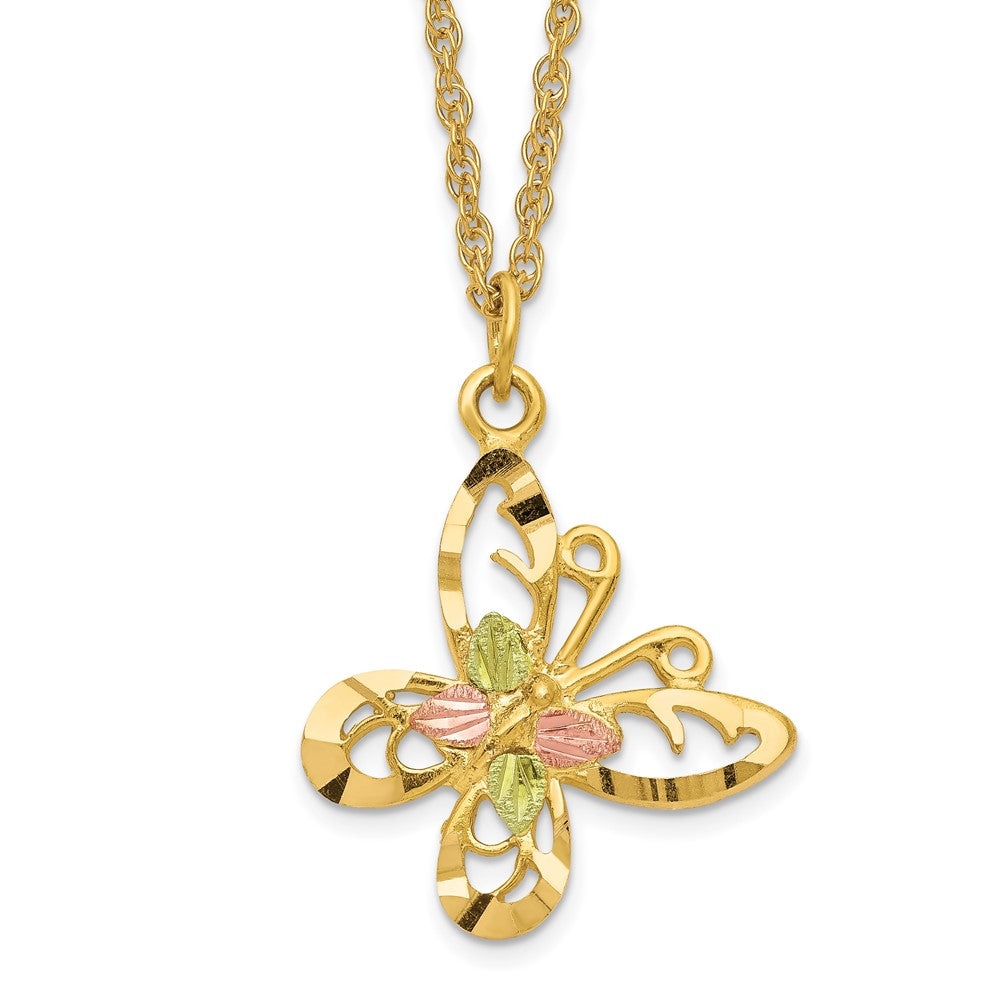 and Tri-color Black Hills Butterfly -filled Chain Necklace - WBC