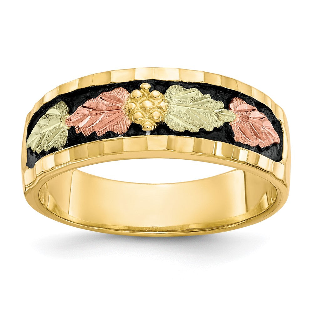 and Tri-color Black Hills Antiqued Leaves Mens Band - WBC