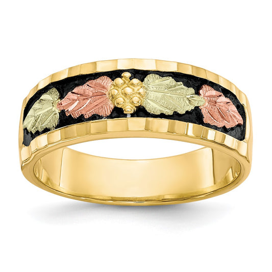 and Tri-color Black Hills Antiqued Leaves Mens Band - WBC