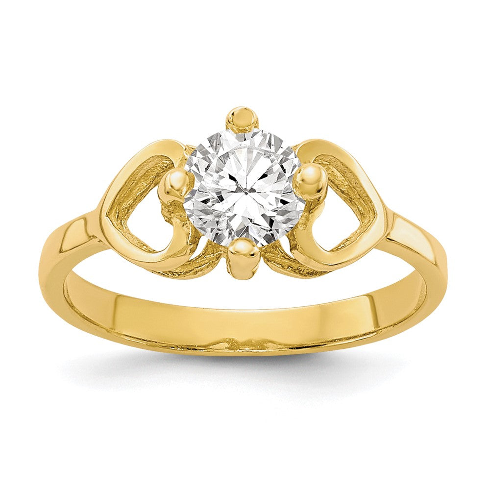 Polished CZ Hearts Baby Ring - WBC