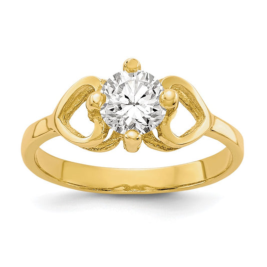 Polished CZ Hearts Baby Ring - WBC