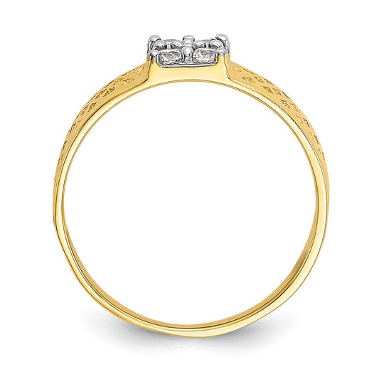 4-Stone CZ and Lattice Baby Ring - WBC