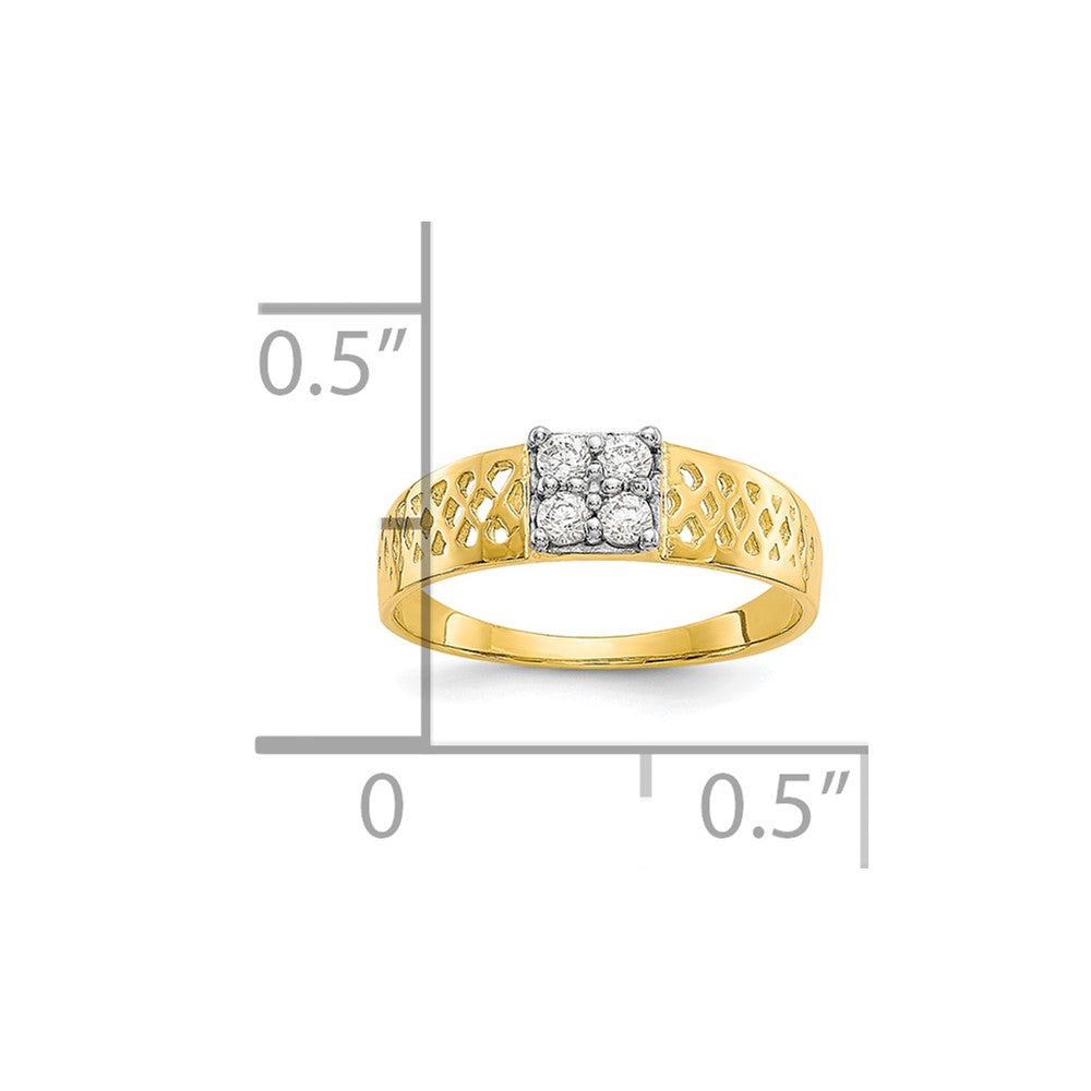 4-Stone CZ and Lattice Baby Ring - WBC