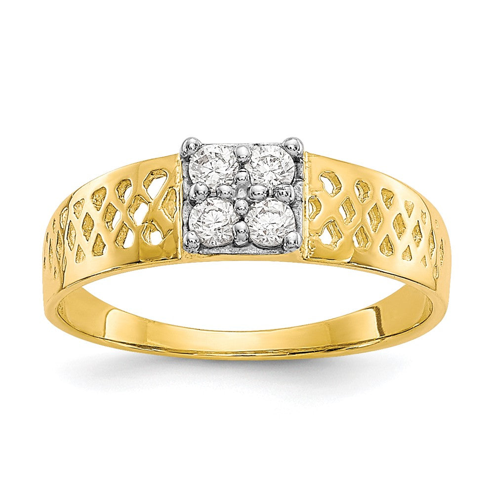 4-Stone CZ and Lattice Baby Ring - WBC