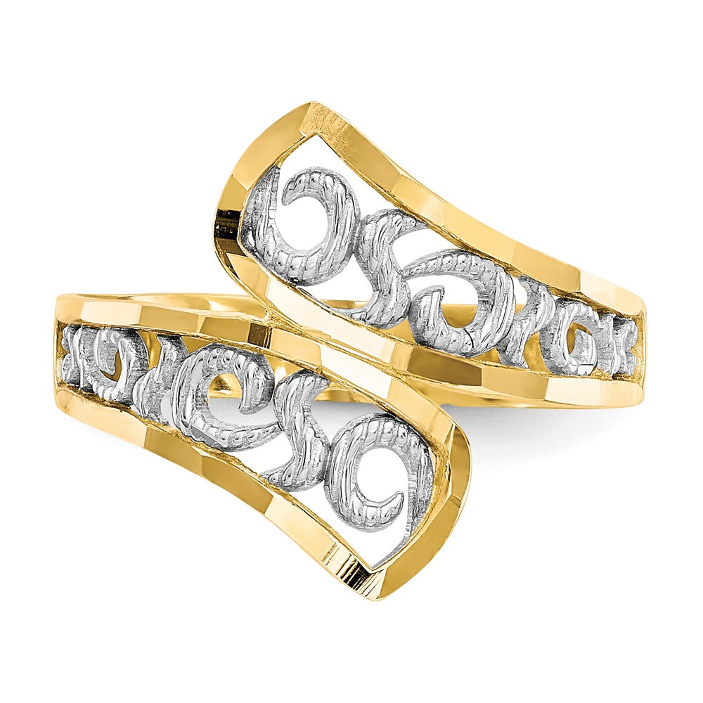and Rhodium Filigree Bypass Ring - WBC