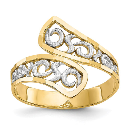 and Rhodium Filigree Bypass Ring - WBC