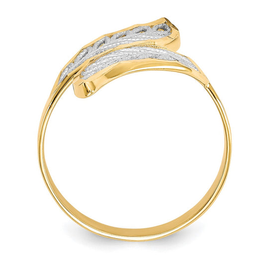 and Rhodium Diamond-Cut Filigree Leaves Bypass Ring - WBC