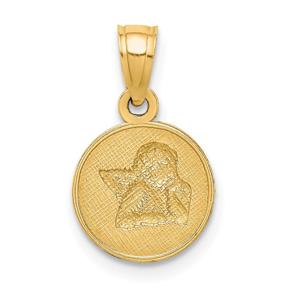 and Rhodium Small Polished and Textured Round Angel Pendant - WBC