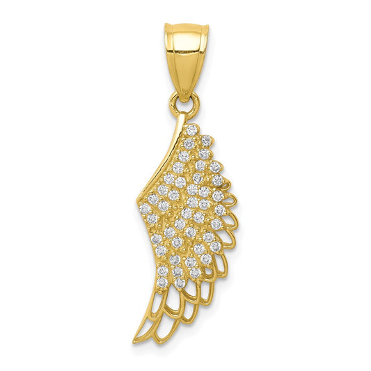 CZ Micropave Angel Wing Pendant - WBC