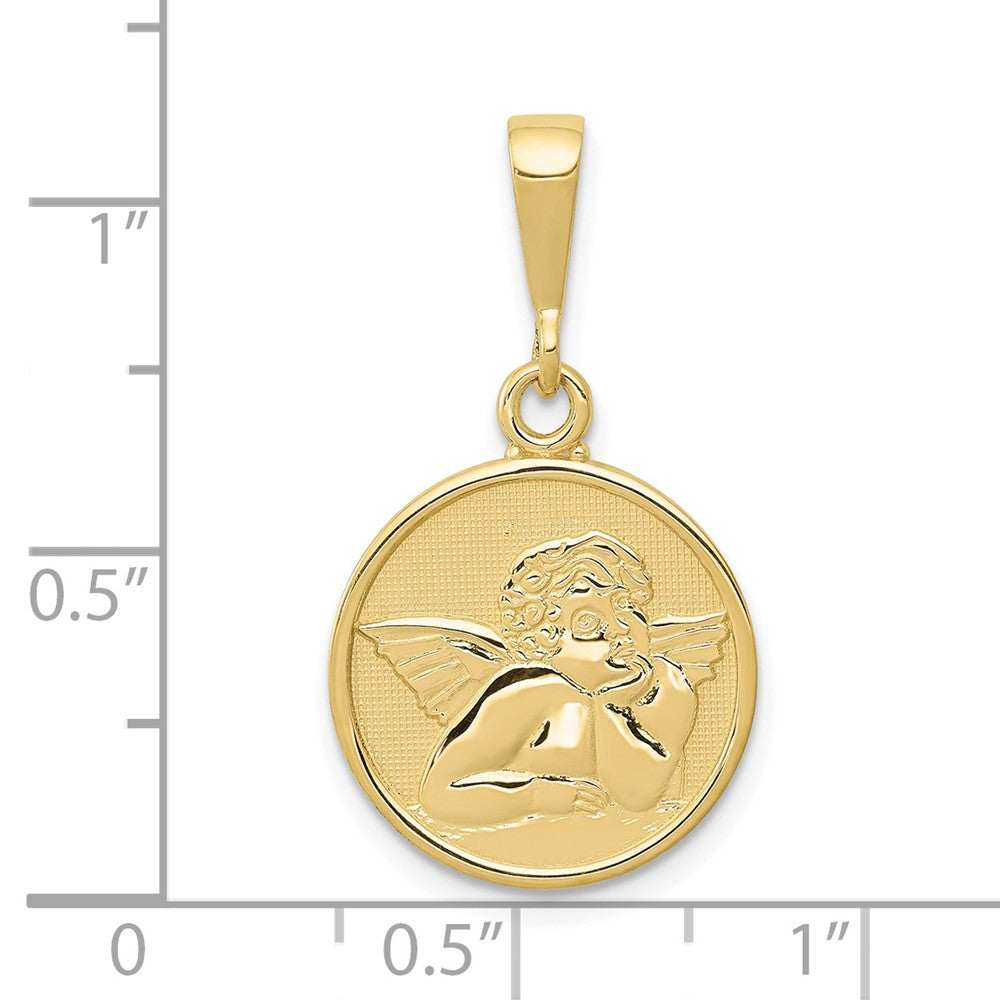 Polished and Satin Round Raphael Angel Pendant - WBC