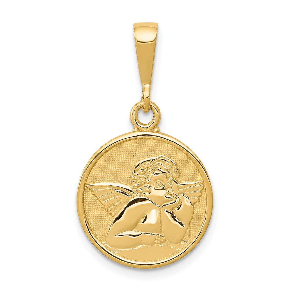 Polished and Satin Round Raphael Angel Pendant - WBC