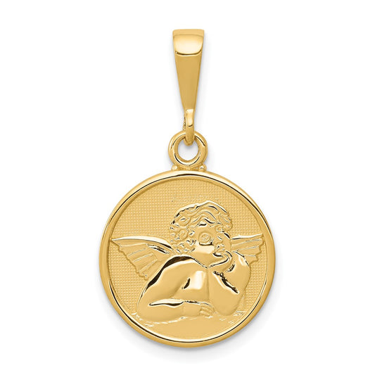 Polished and Satin Round Raphael Angel Pendant - WBC