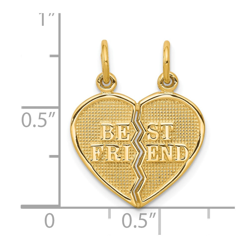 BEST FRIEND 2-Piece Break-Apart Heart Charm - WBC