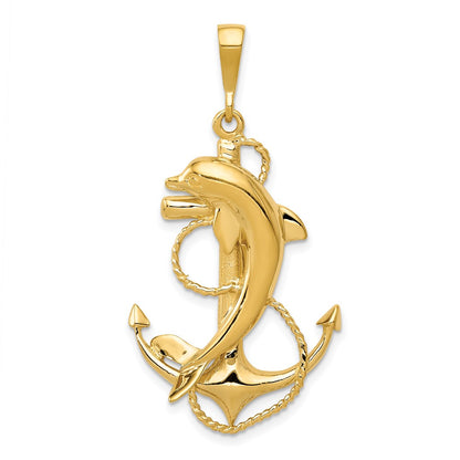 Solid Polished Anchor with Dolphin Pendant - WBC