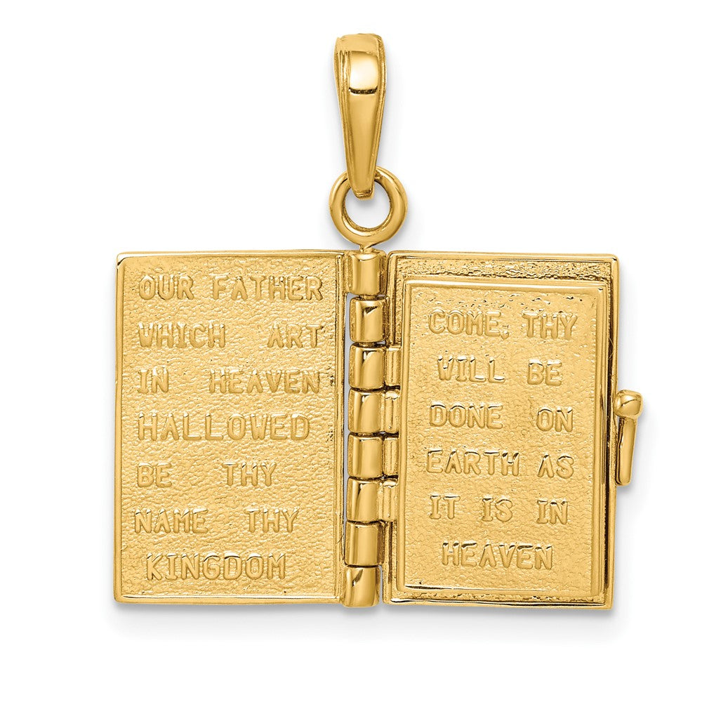 3-D Moveable Pages HOLY BIBLE Opens with Lords Prayer Inside Pendant - WBC