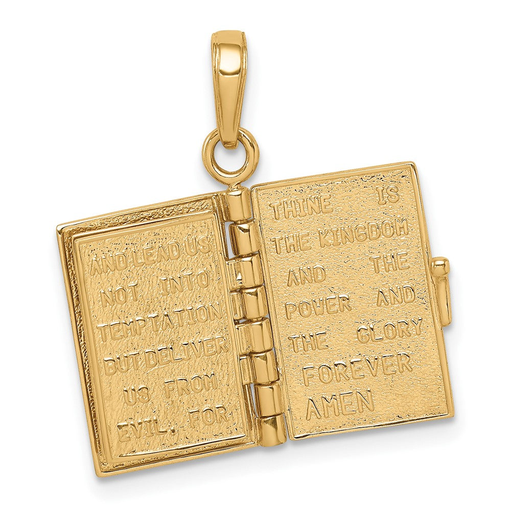 3-D Moveable Pages HOLY BIBLE Opens with Lords Prayer Inside Pendant - WBC