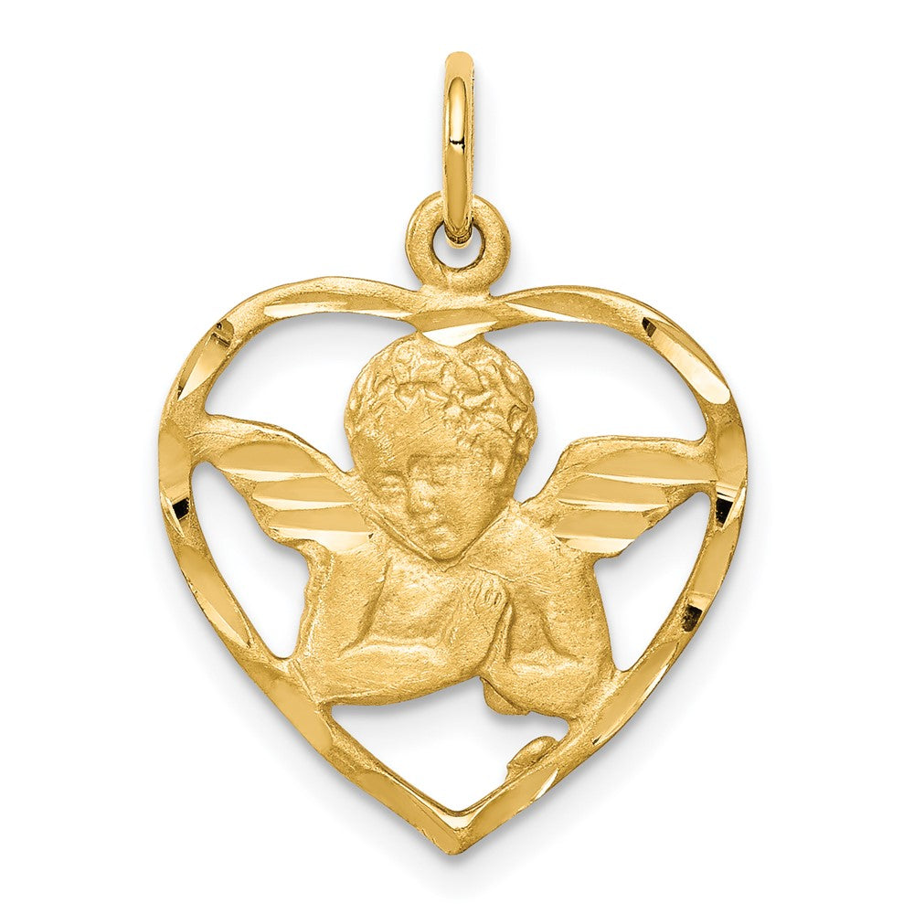 Satin Diamond-cut Angel in Heart Charm - WBC
