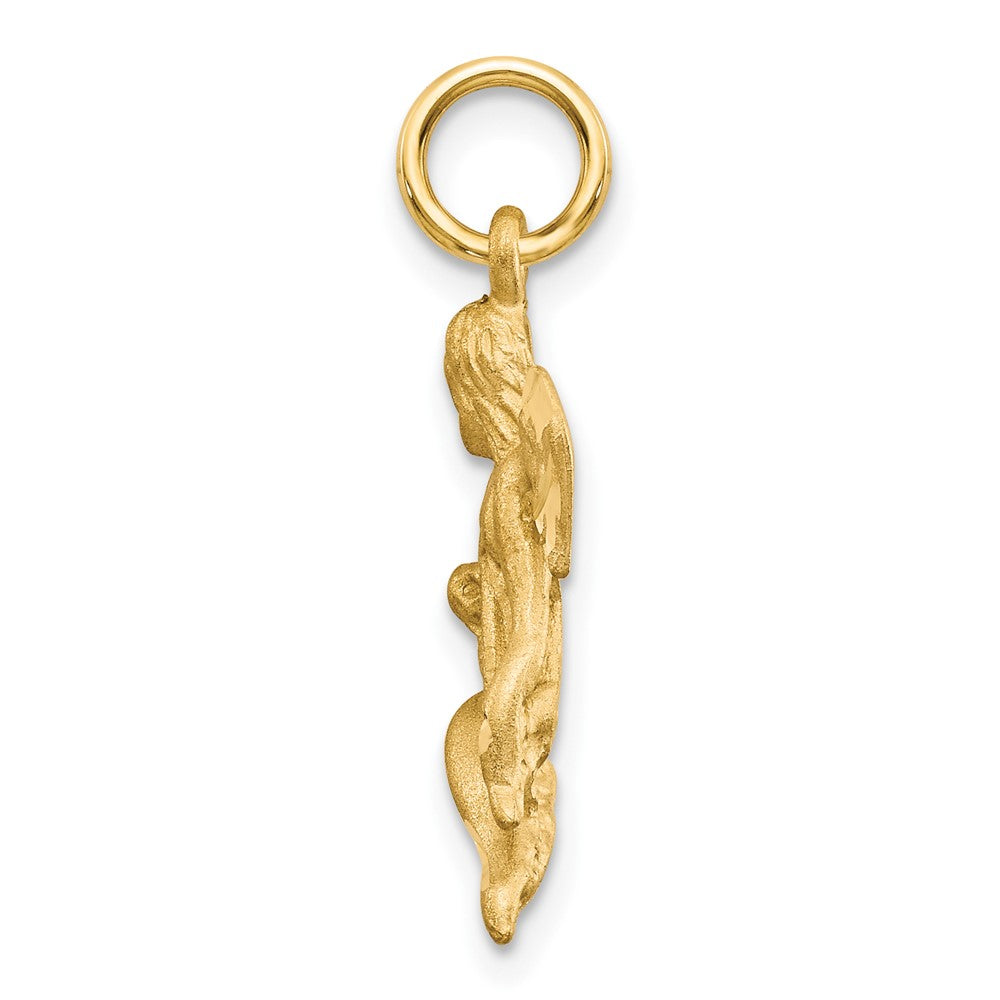 Satin Diamond-cut Angel Playing Lute Charm - WBC