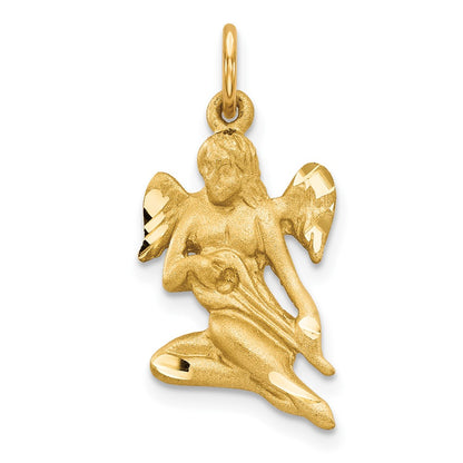 Satin Diamond-cut Angel Playing Lute Charm - WBC