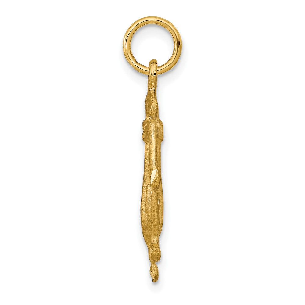 Satin Diamond-cut Anchor in Ships Wheel Charm - WBC
