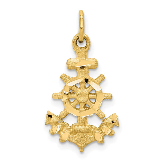 Diamond-cut Anchor and Ships Wheel Charm - WBC