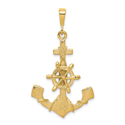 Large Moveable Ships Wheel on Anchor Pendant - WBC