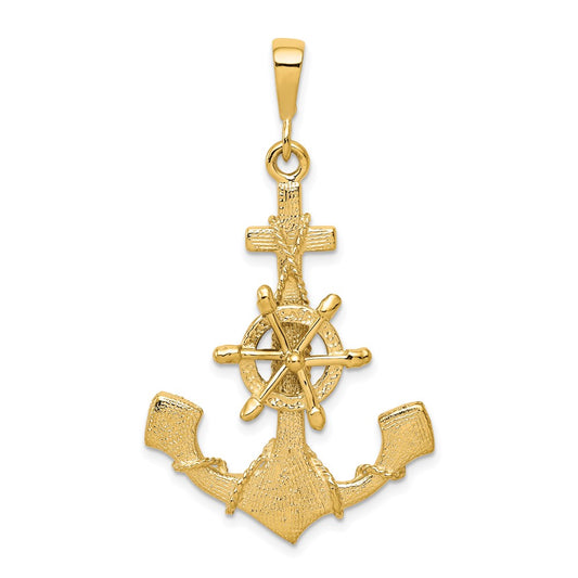 Large Moveable Ships Wheel on Anchor Pendant - WBC