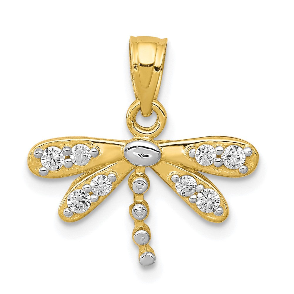 and Rhodium CZ Dragonfly Charm - WBC