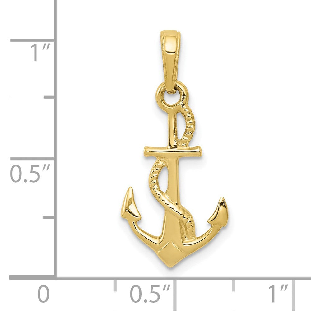 Solid Polished 3-D Anchor with Rope Pendant - WBC
