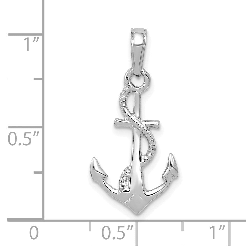 Solid Polished 3-D Anchor with Rope Pendant - WBC