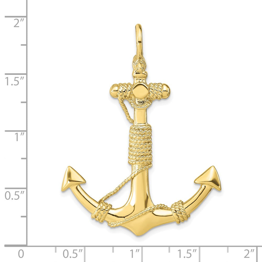 3-D Solid Anchor with Rope and Shackle Bail Pendant - WBC
