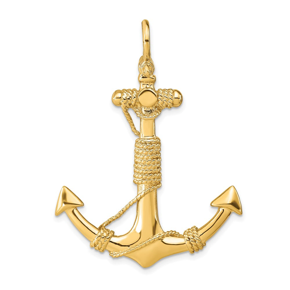 3-D Solid Anchor with Rope and Shackle Bail Pendant - WBC