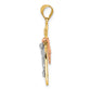 Tri-color Diamond-cut Small Draped INRI Crucifix Pendant - WBC