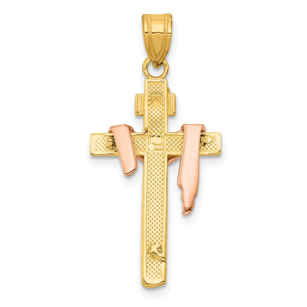 Tri-color Diamond-cut Small Draped INRI Crucifix Pendant - WBC
