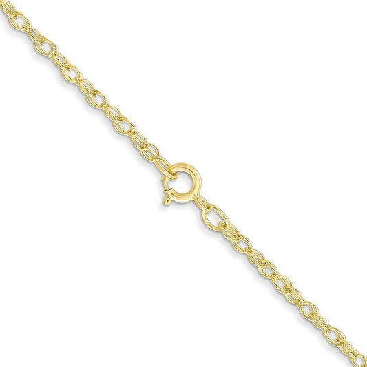 10K Solid Gold Cable Rope Chain, 1.15mm, Spring Ring Clasp